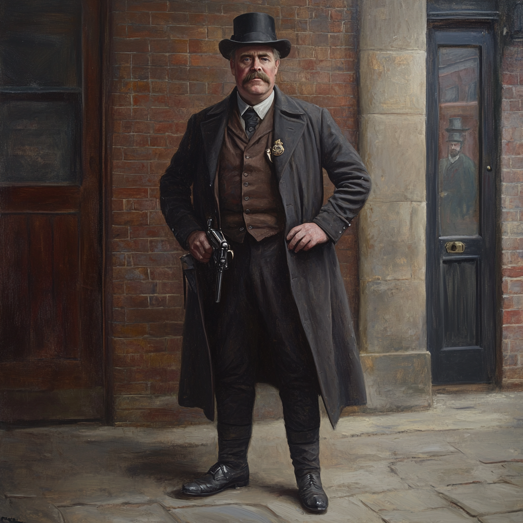 1870 Police Investigator with Robust Build in Long Wool Coat - Keith Parkinson Art