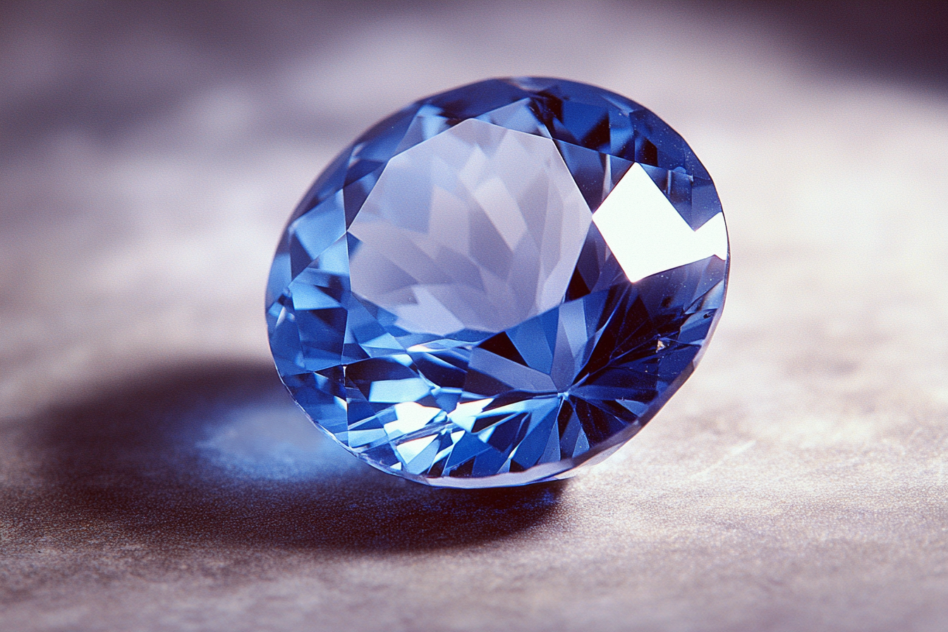 35mm film-style photo of large blue diamond.