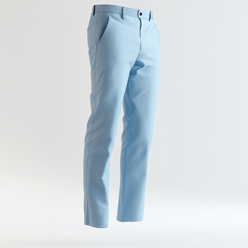 3D mens golf pants with textured twill fabric.