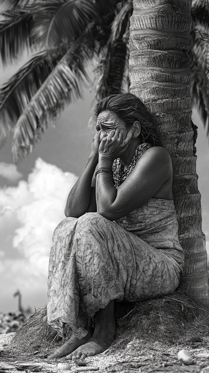 A high quality monochrome photo of a Polynesian woman