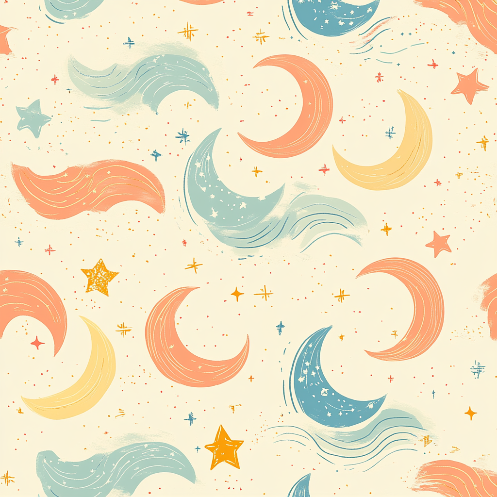 A pattern with crescent moons and stars in Korean style.