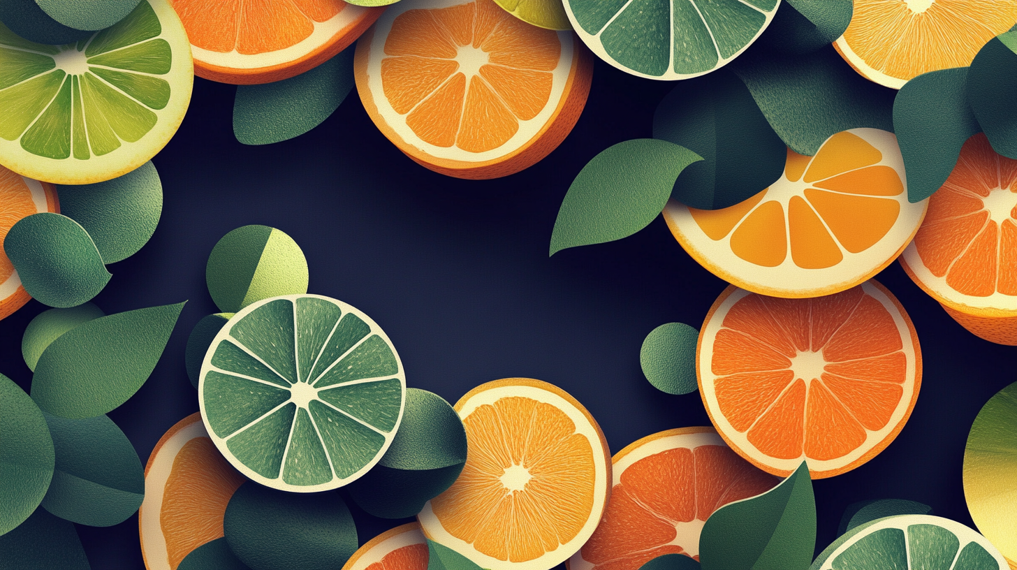 Abstract, minimalistic background for mobile slides, fruit-inspired theme.