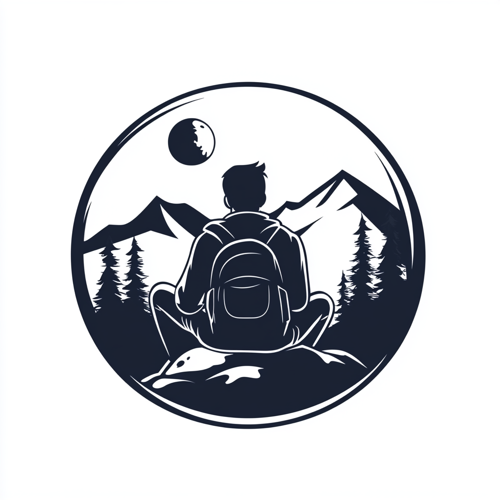 Black and white camping logo vector graphic design.