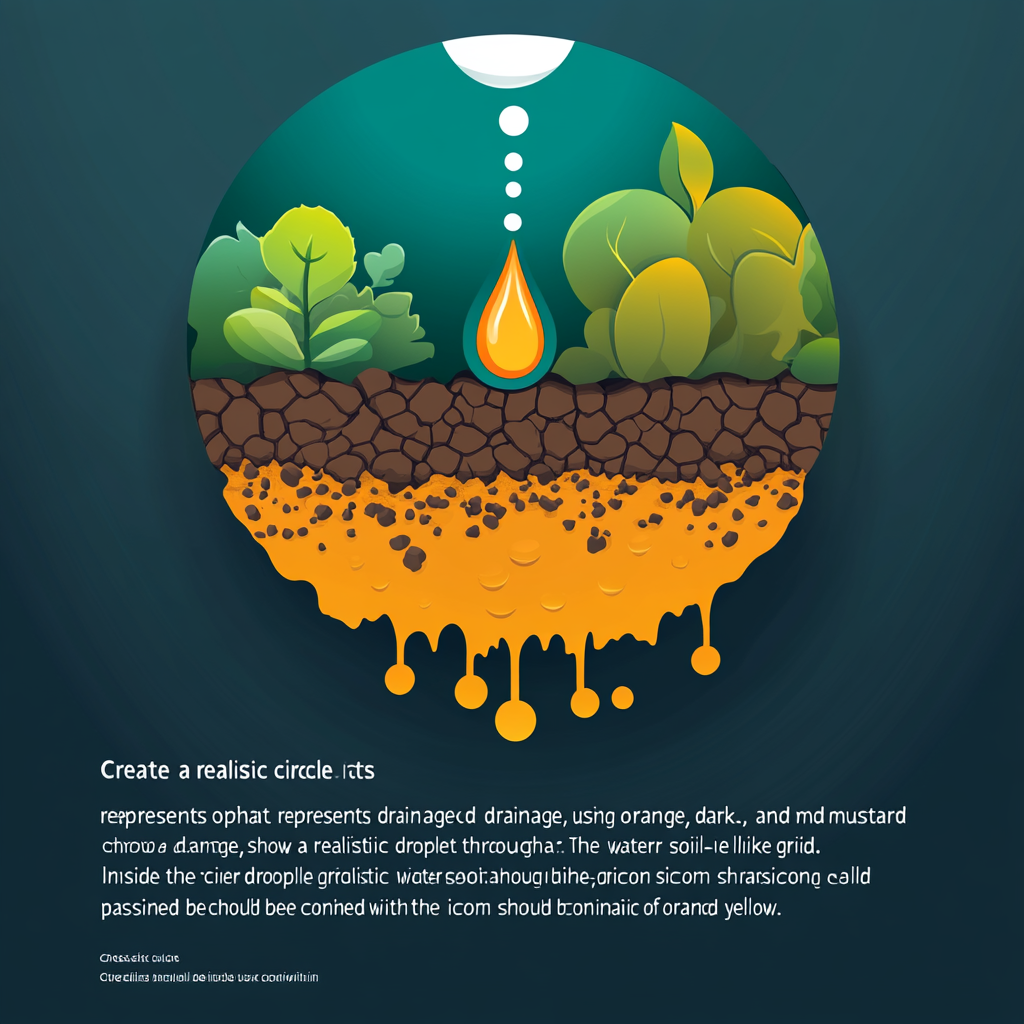 Circle icon: optimized drainage with water droplet and grid.