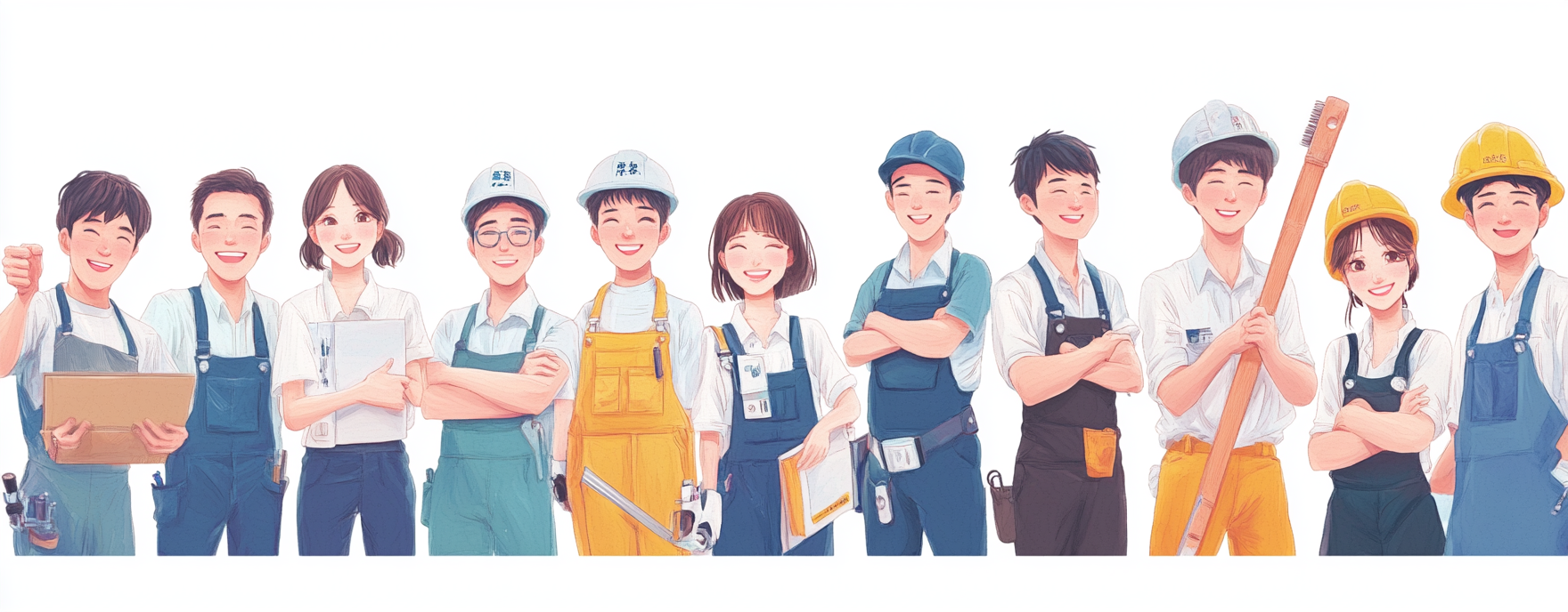 Diverse Taiwanese and Japanese professionals with various skills.