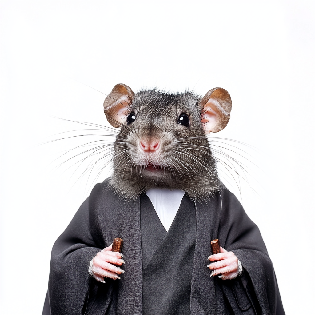 Gray rat lawyer posing for professional headshot .