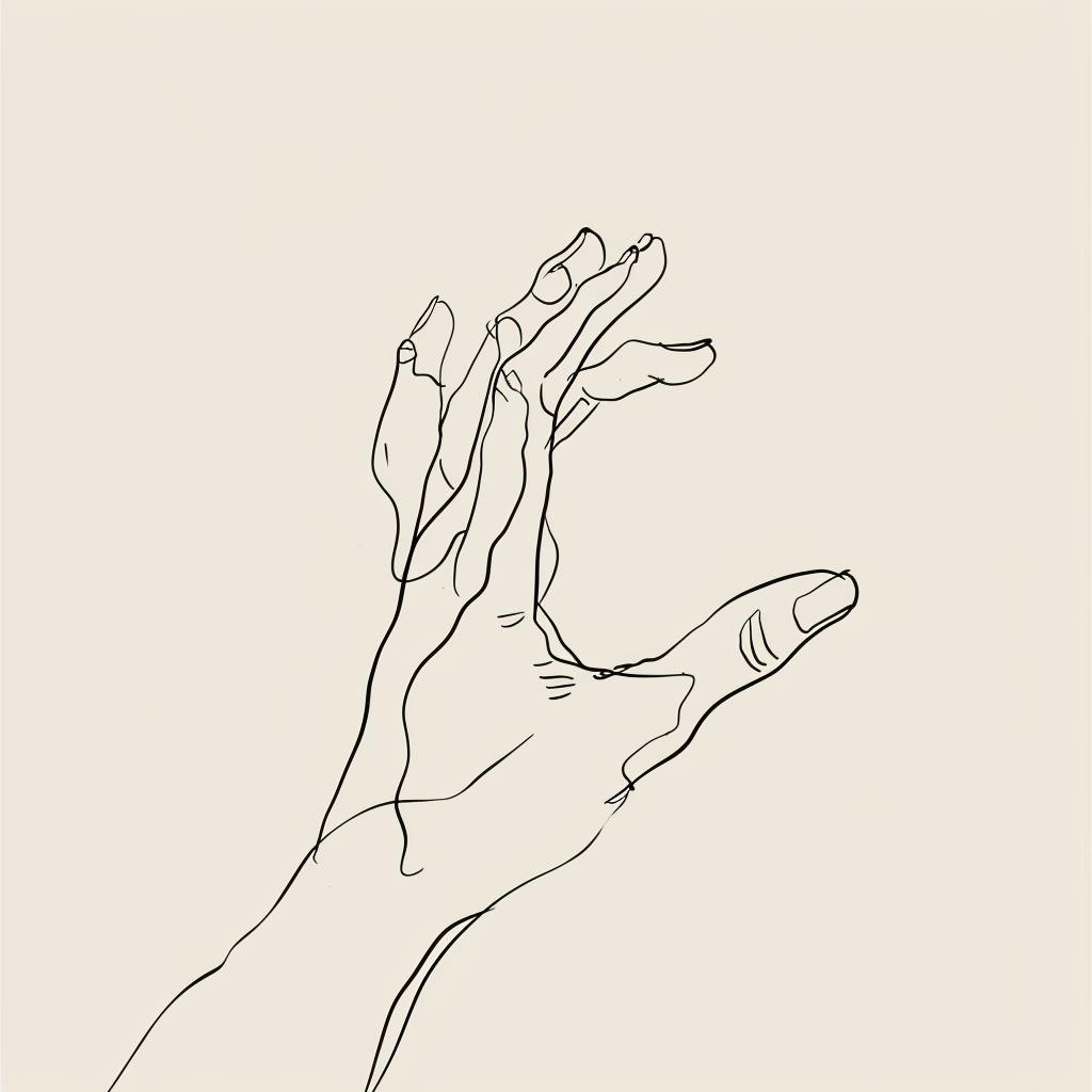 Hand sketch with two fingers on white background.