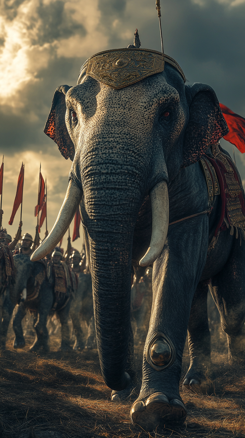 Scipio Africanus defeats Hannibal with elephants in Zama battle.