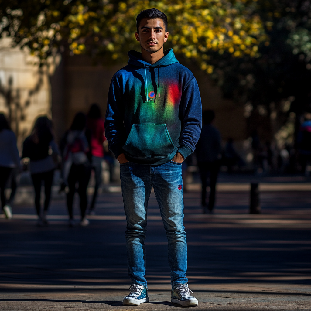 University student superhero Camaleón blends into campus surroundings