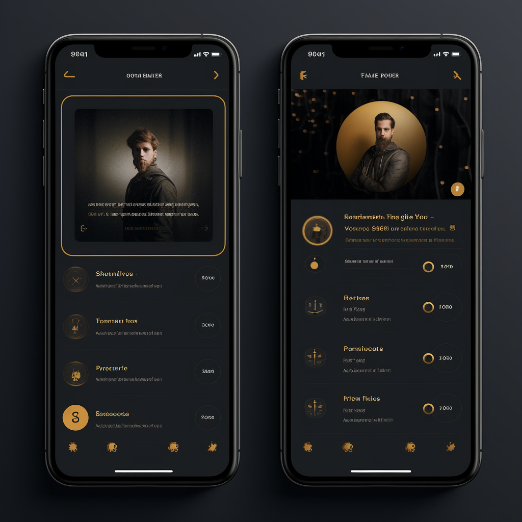 Beautiful dark gold chatbot UX UI design