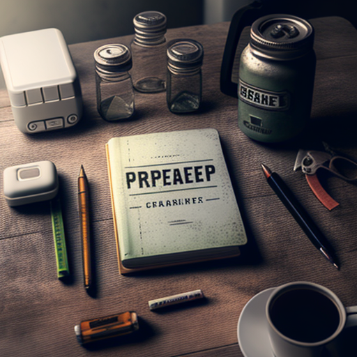 Image of stationary items with brand name Prepper neatly placed on a white study table