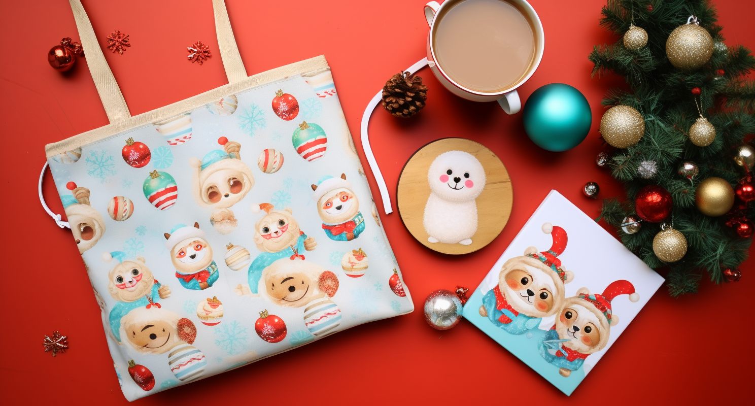 Colorful Christmas-themed sublimation products