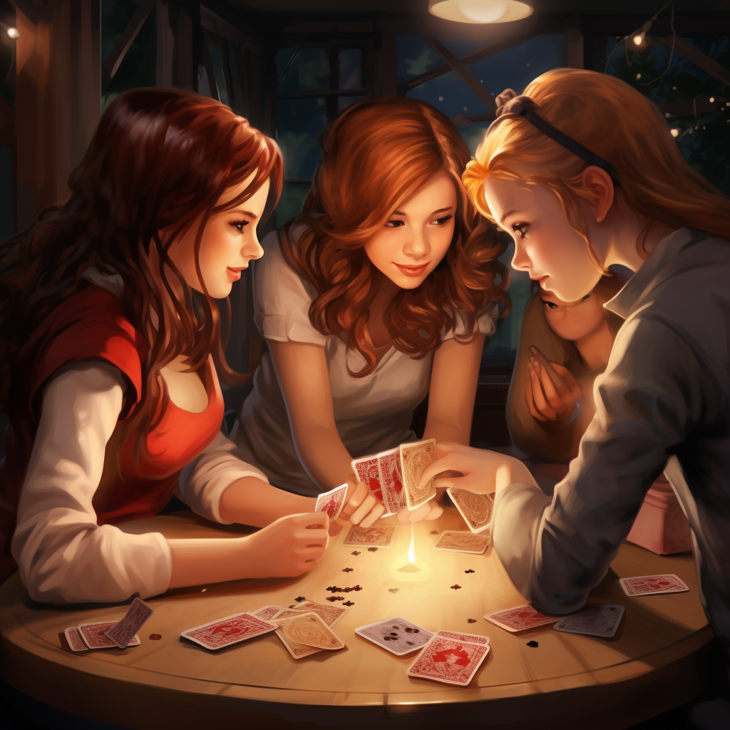 Teen Girls Playing Card Game