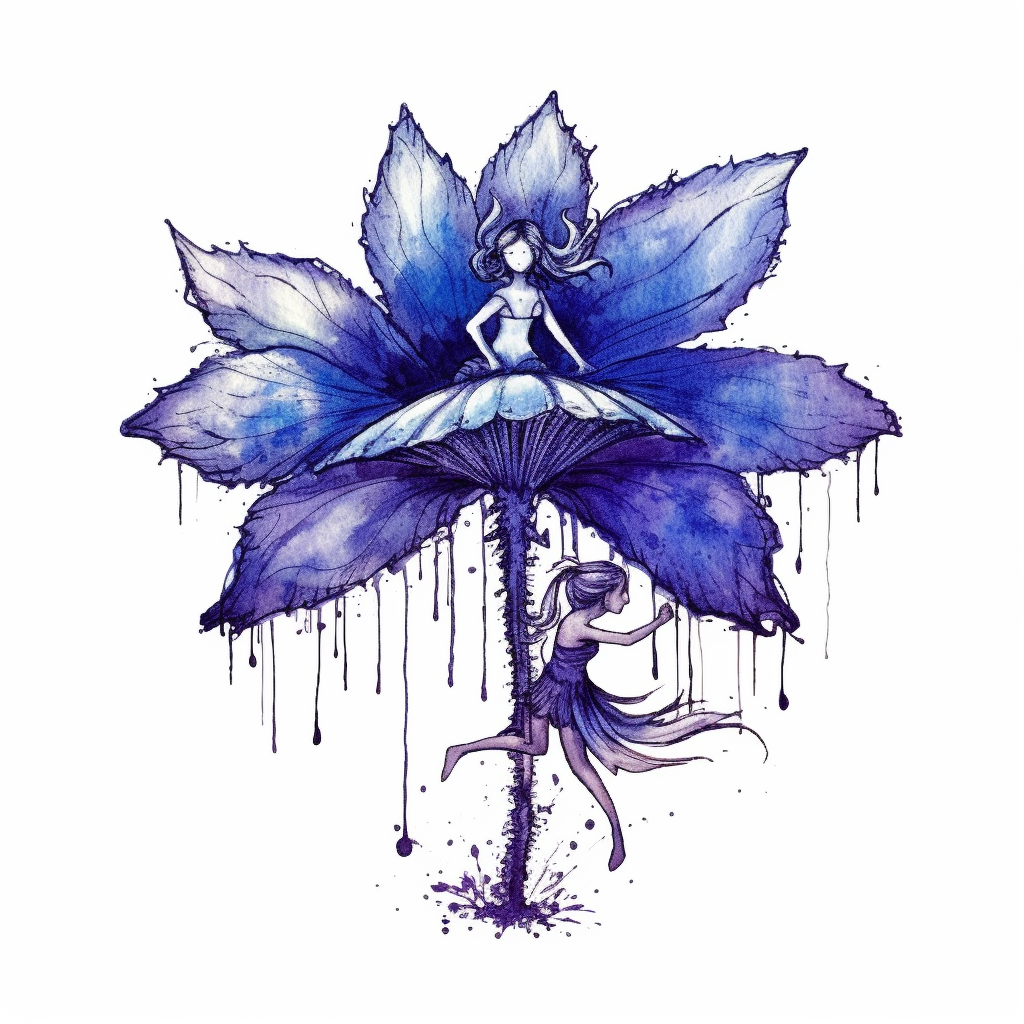 Fairy inside flower pen graphic