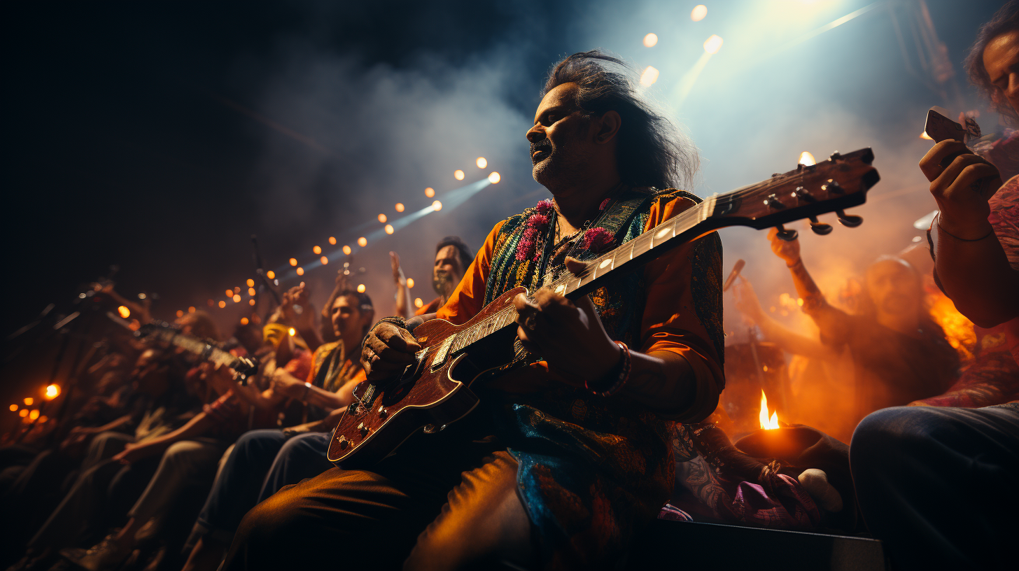 Indian musicians performing at a concert