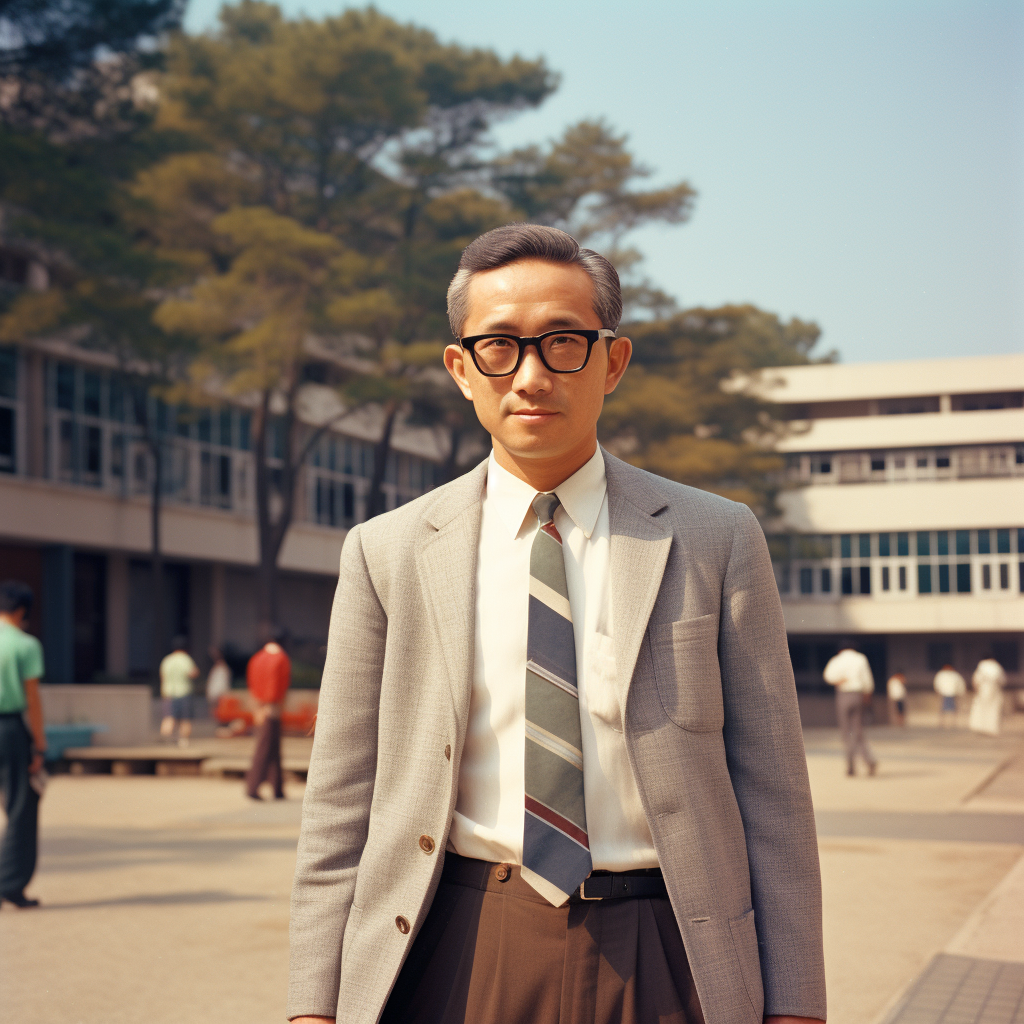 Photo of an old male Korean campus professor