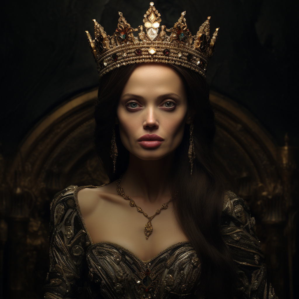 4. Stunning depiction of Angelina Jolie as a beautiful queen