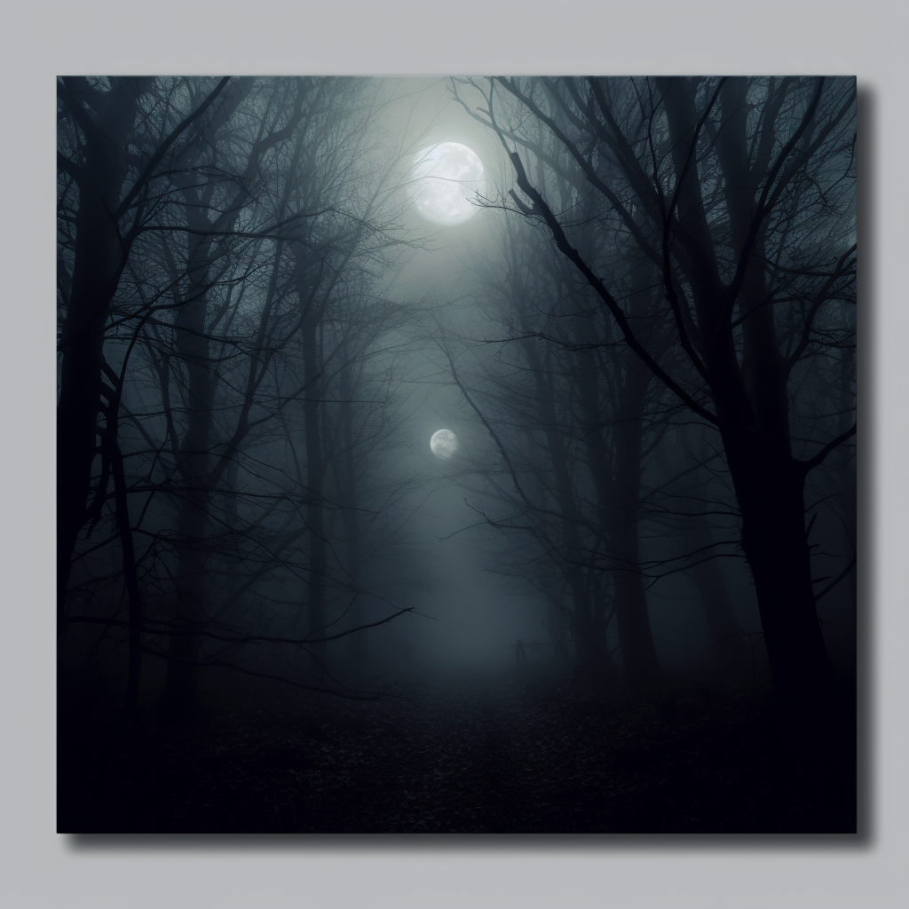 4. Dark forest with fog and full moon