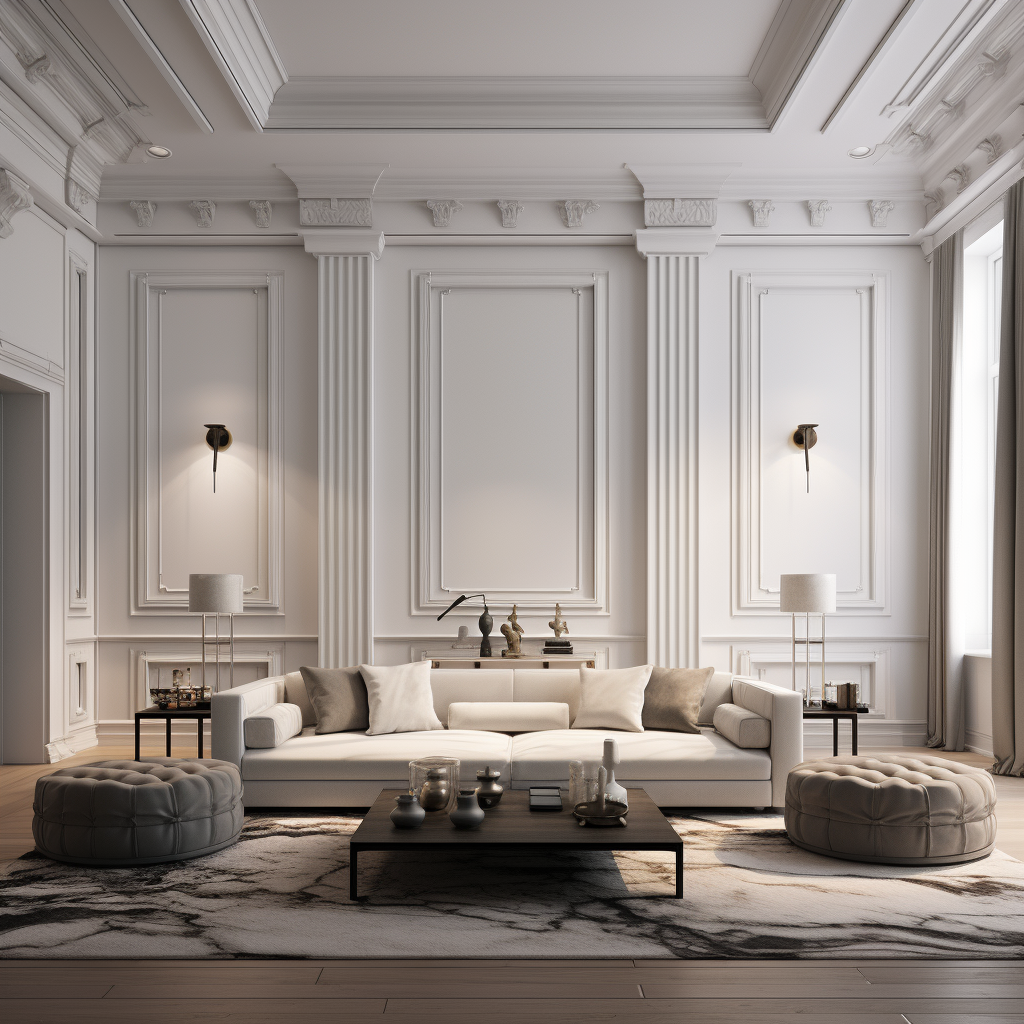 4. Elegant living room design with Ionic columns