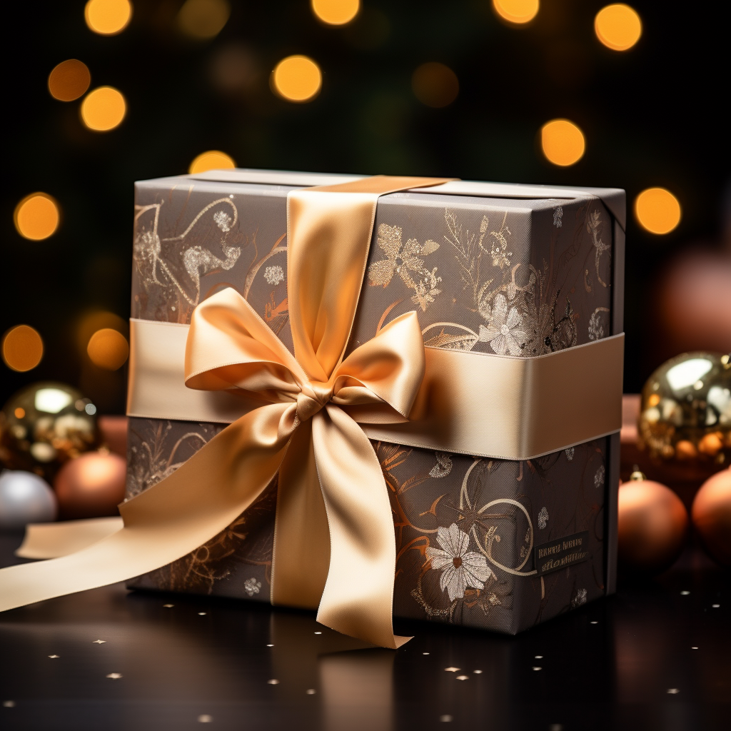 4. Elegant holiday present wrapped in luxury packaging