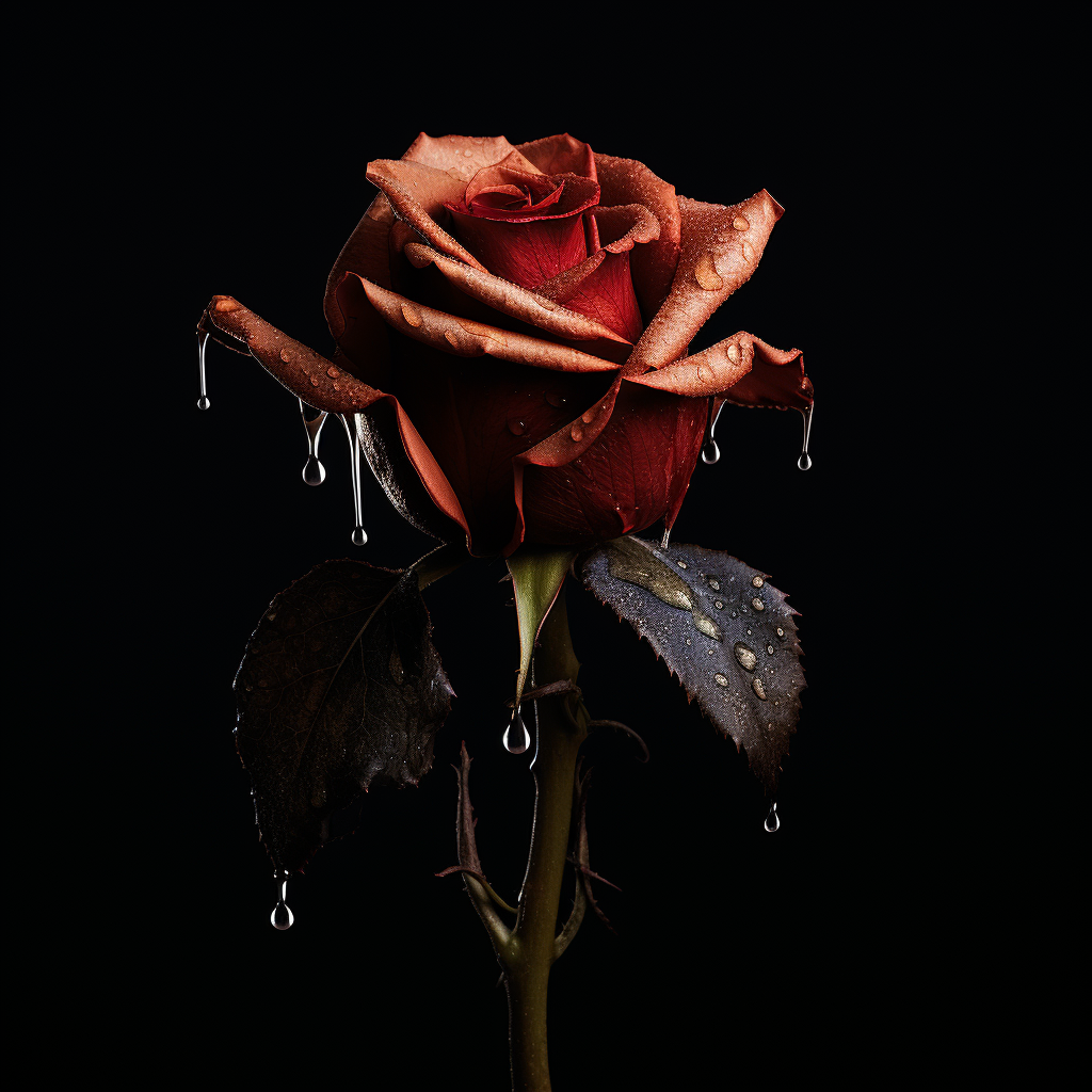 4. Wilted Rose on Black Background