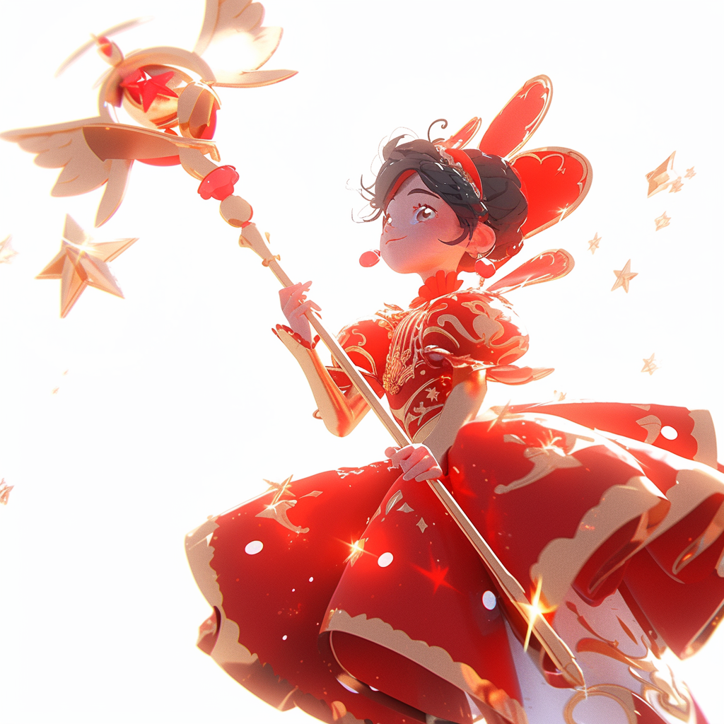 Magical girl in red princess attire