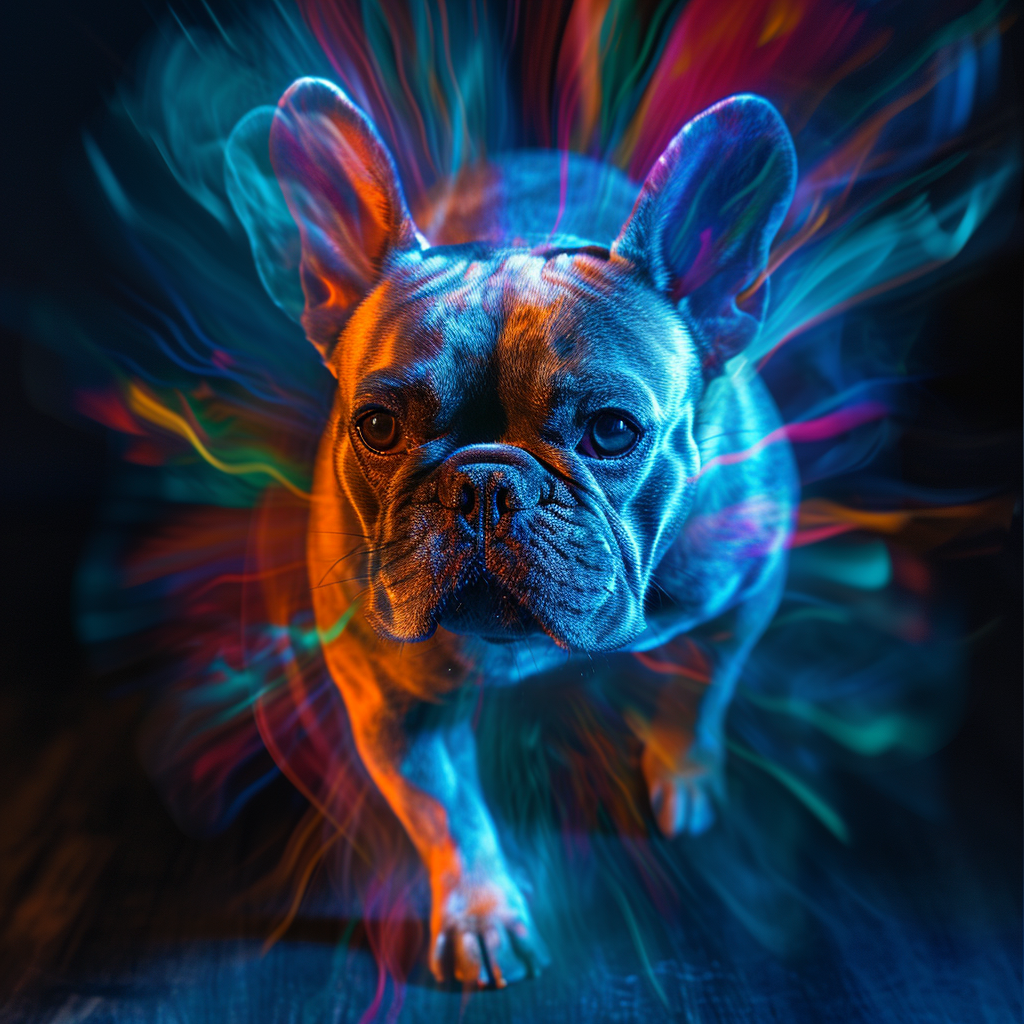 4. Vibrant grey french bulldog in motion