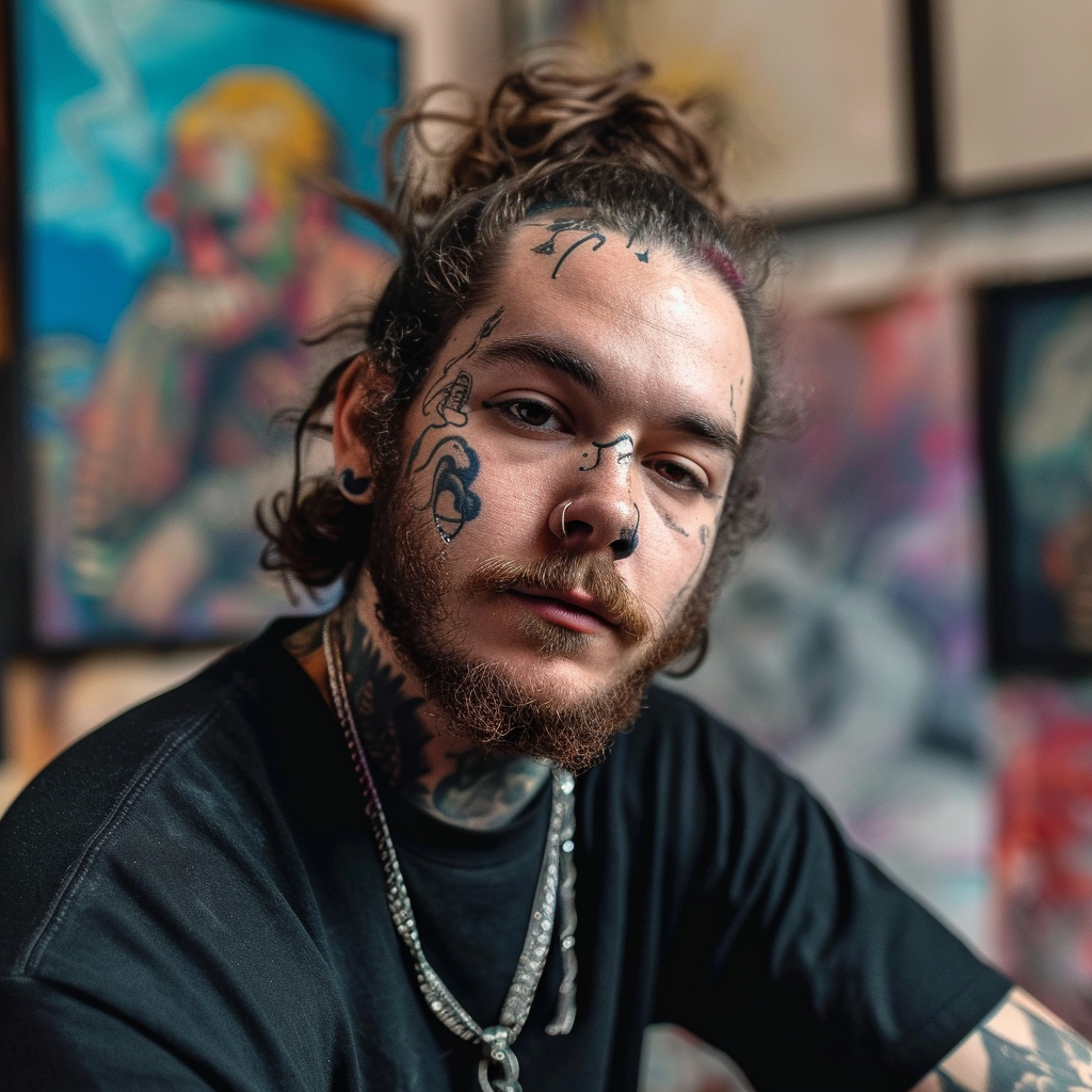 4. Image of Post Malone as tattoo artist