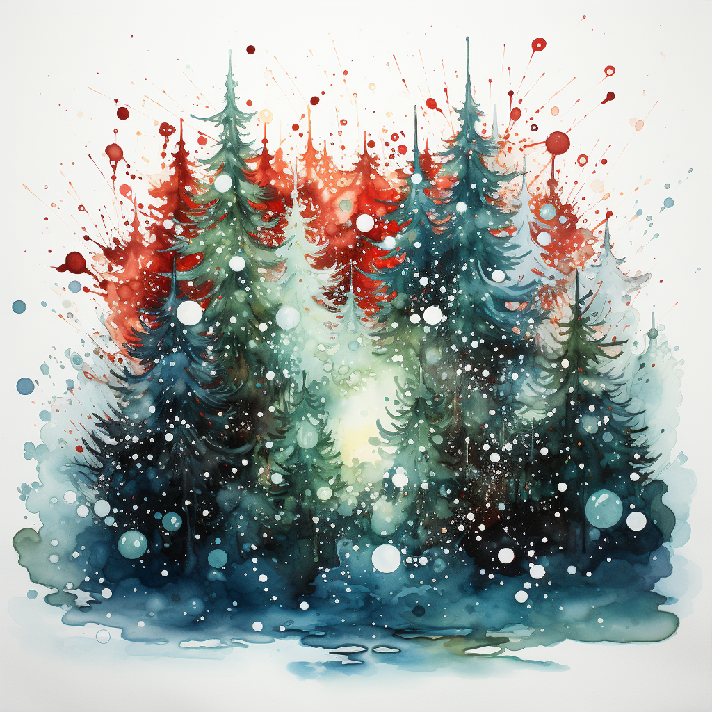 4. Colorful Watercolor Christmas Splashes on White Background