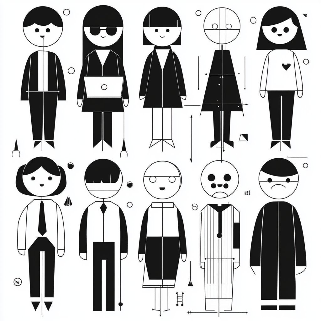 10 vector characters: teachers, principals, school staff, board members, elementary students.