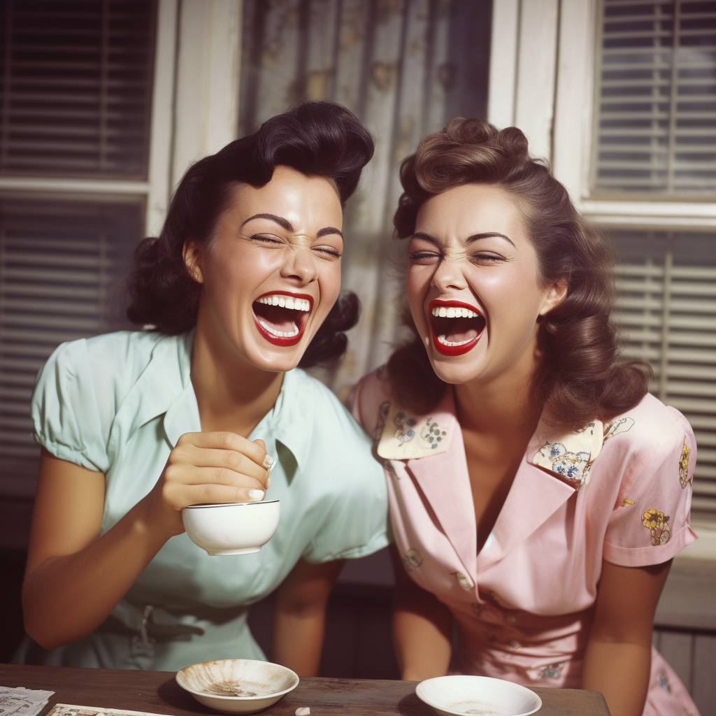 Group of 1950s women enjoying coffee