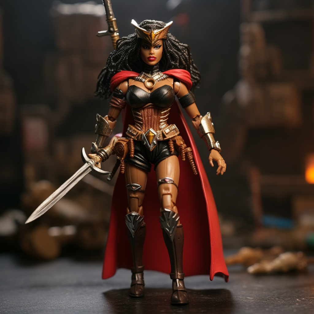 Warrior princess action figure in 1980s style