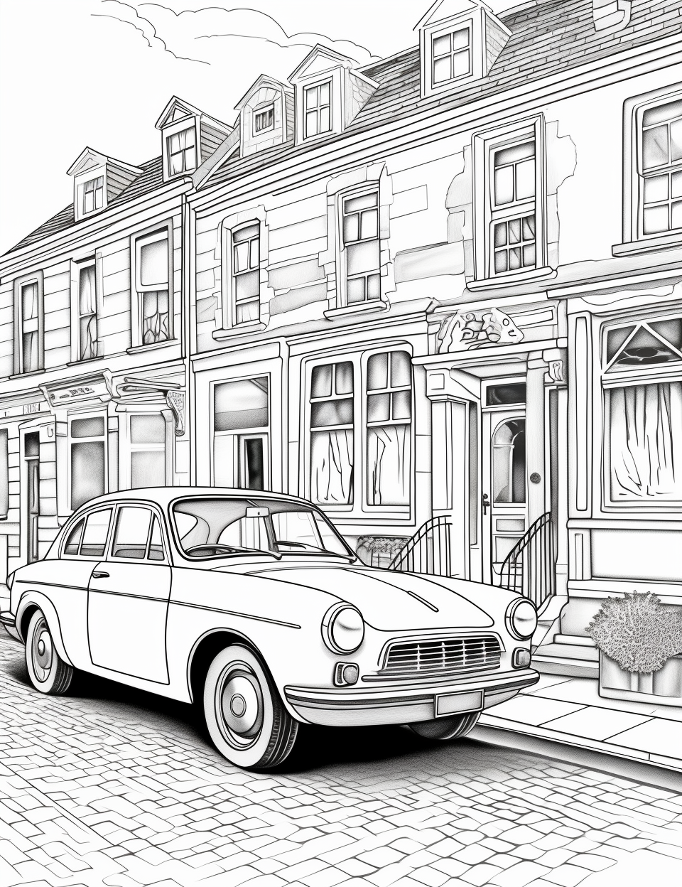 Realistic coloring page of a 1980s car model