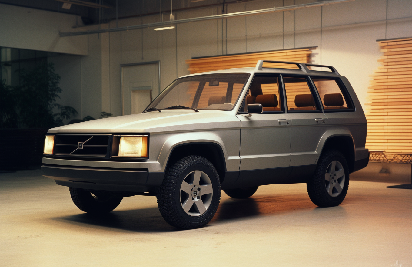 Grey 1985 Volvo XC90 SUV inside showroom