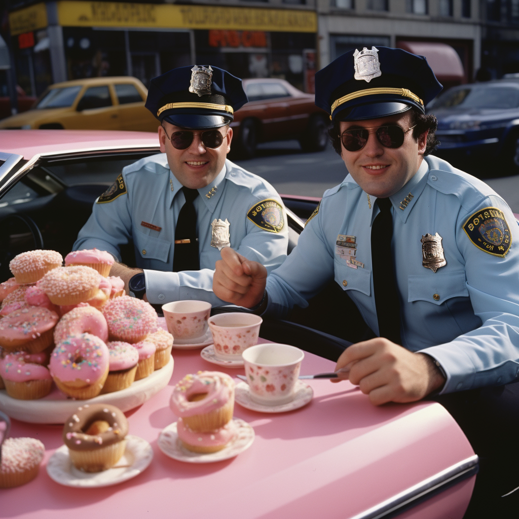 1980s New York Cops Enjoying Donuts