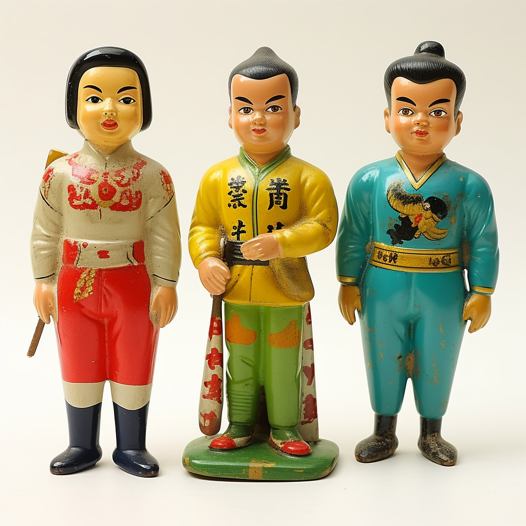 3 vintage Japanese figures in vibrant colors on eBay.