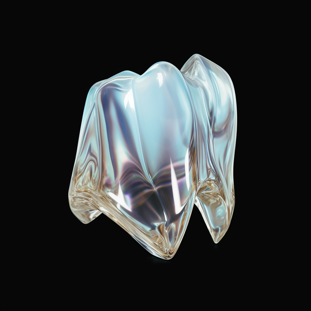 3D tooth with wired mapping and glass texture.