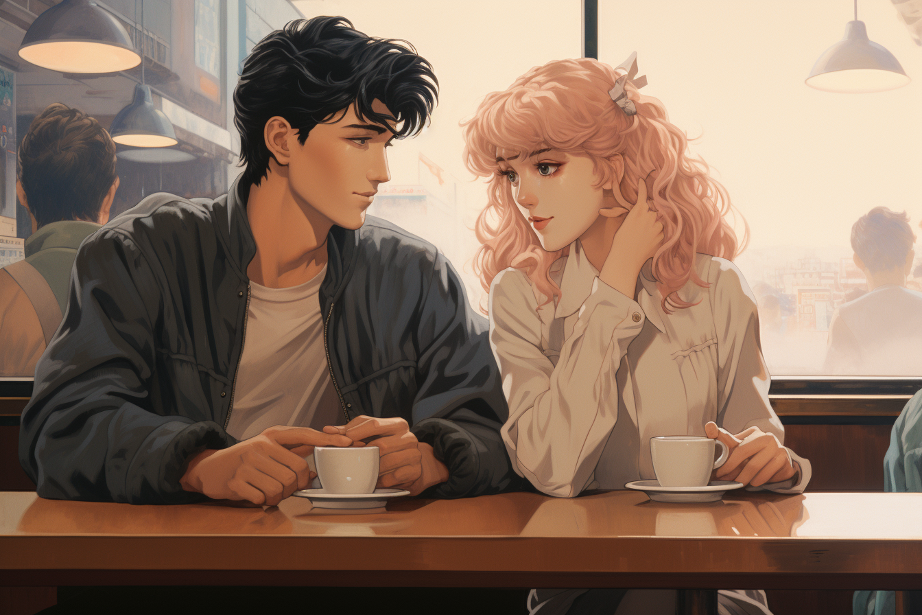 80s anime coffee shop retro fashion