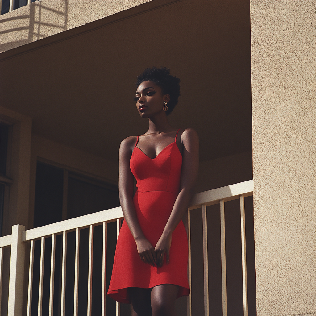 80's Black Women Model Balcony