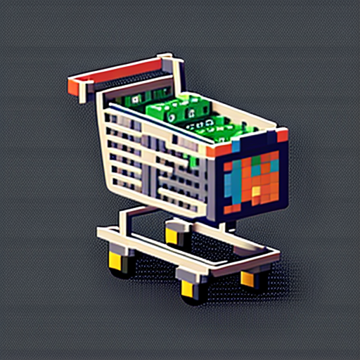 8-bit pixel shopping cart icon