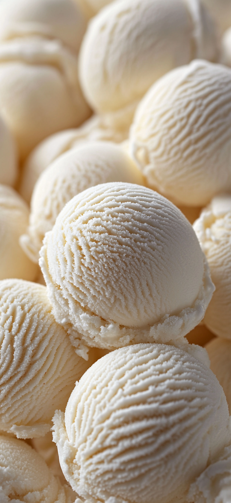 A close-up photo of white ice cream scoops.