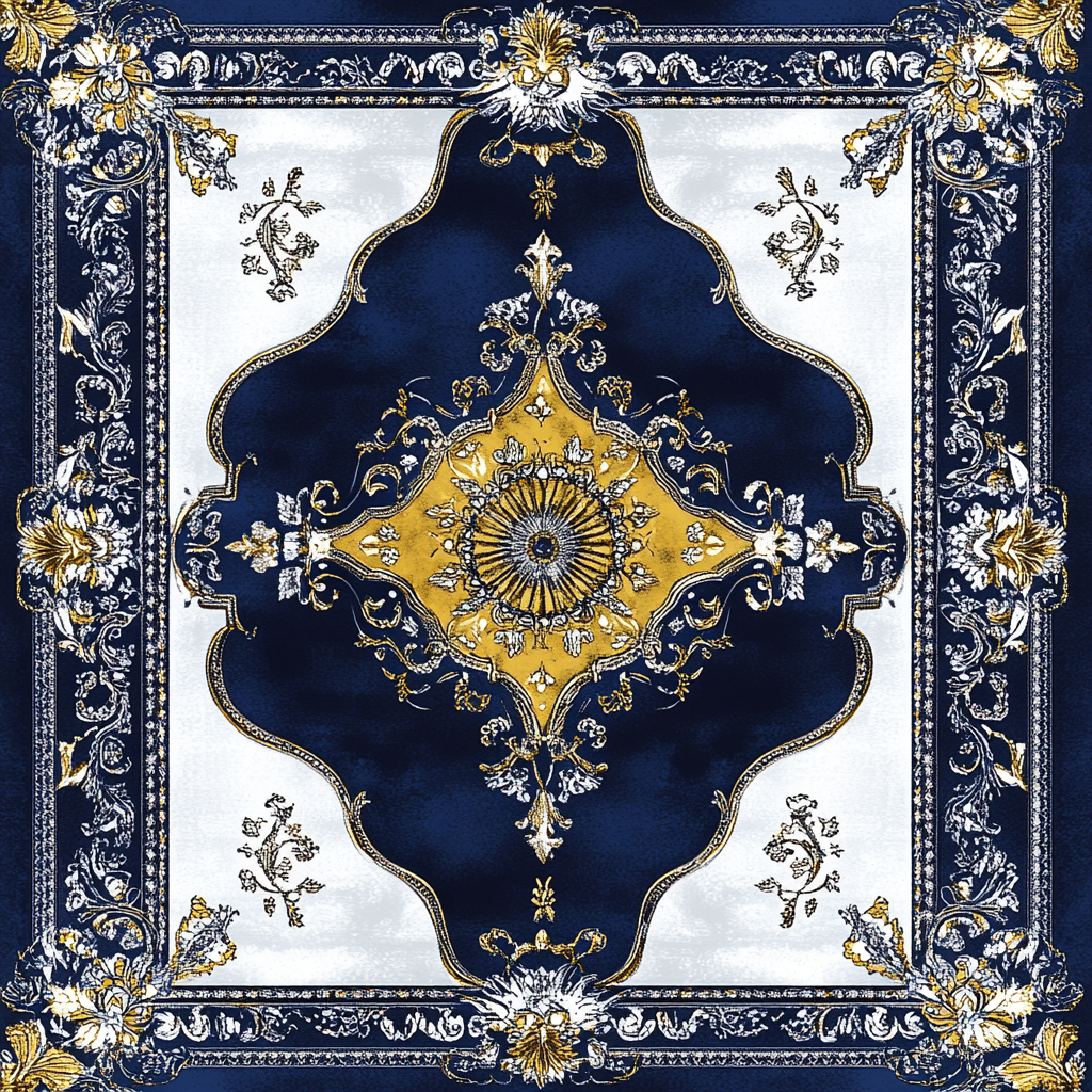 Beautiful dark blue, white, black and gold-yellow flag design.