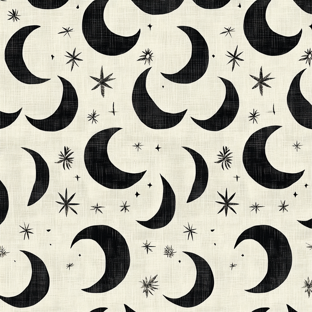 Black and white Korean moon and star design.