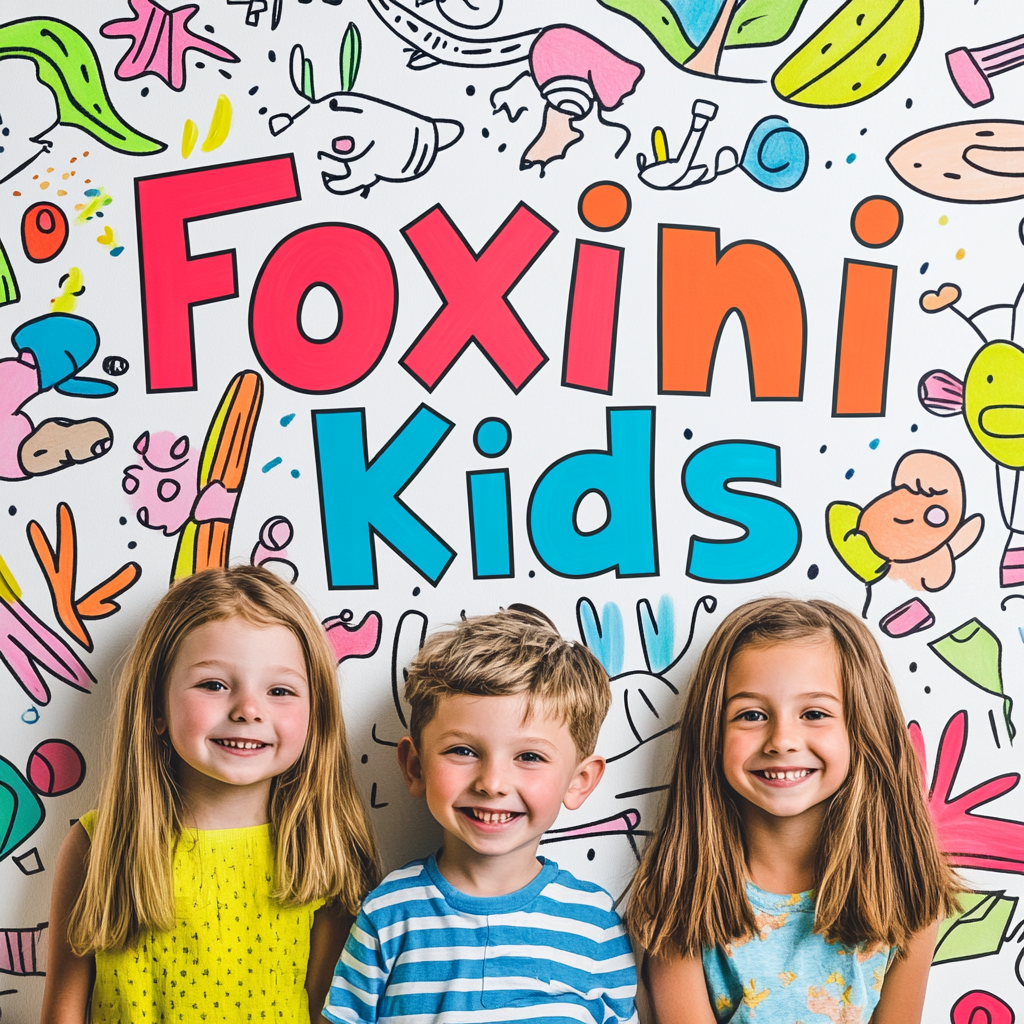 Bright Foxini Kids Cartoon Background for Coloring