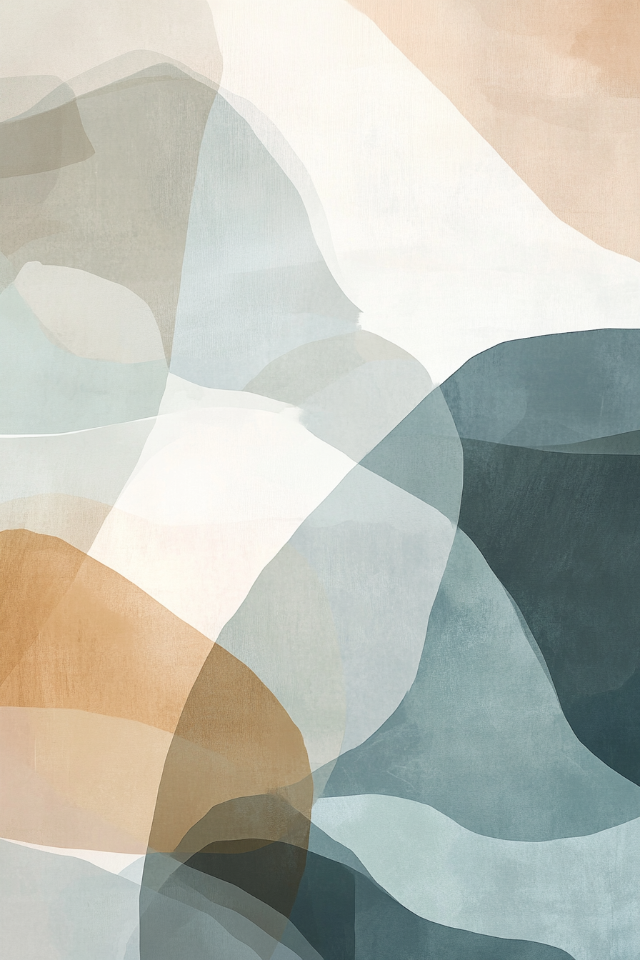 Calm, minimalist abstract art with soft colors and organic shapes.