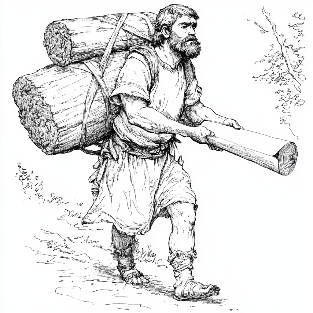 Christian carrying oversized burden, determined to keep walking.