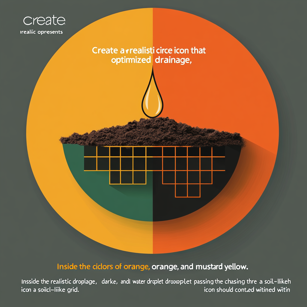 Circle icon: optimized drainage with water droplet and grid.