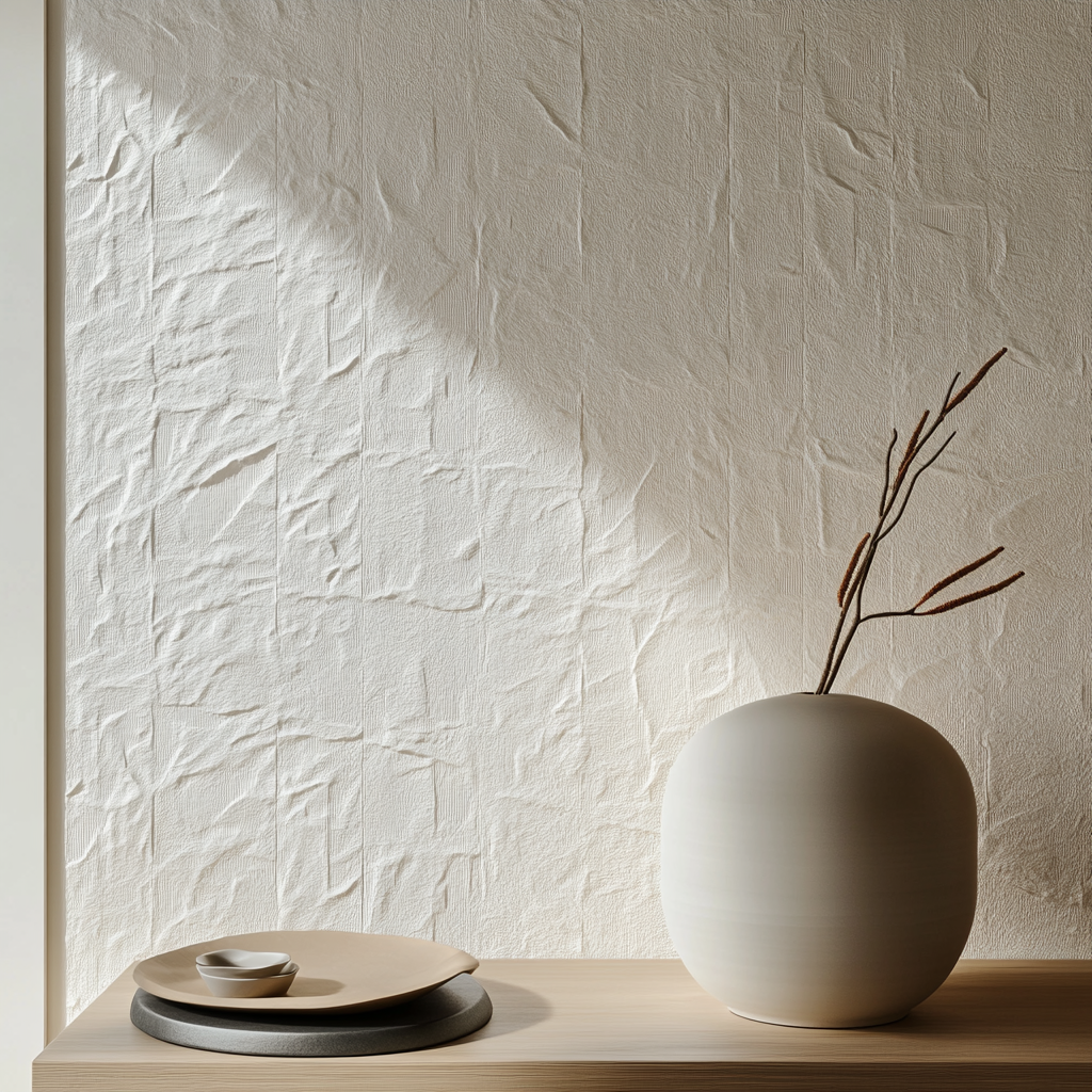 Close-up view of white wall for wallpaper display.