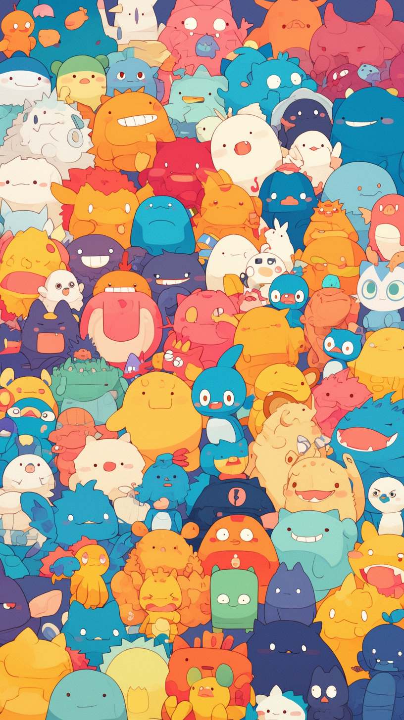 Colorful Cartoon Character Doodle Art Wallpaper