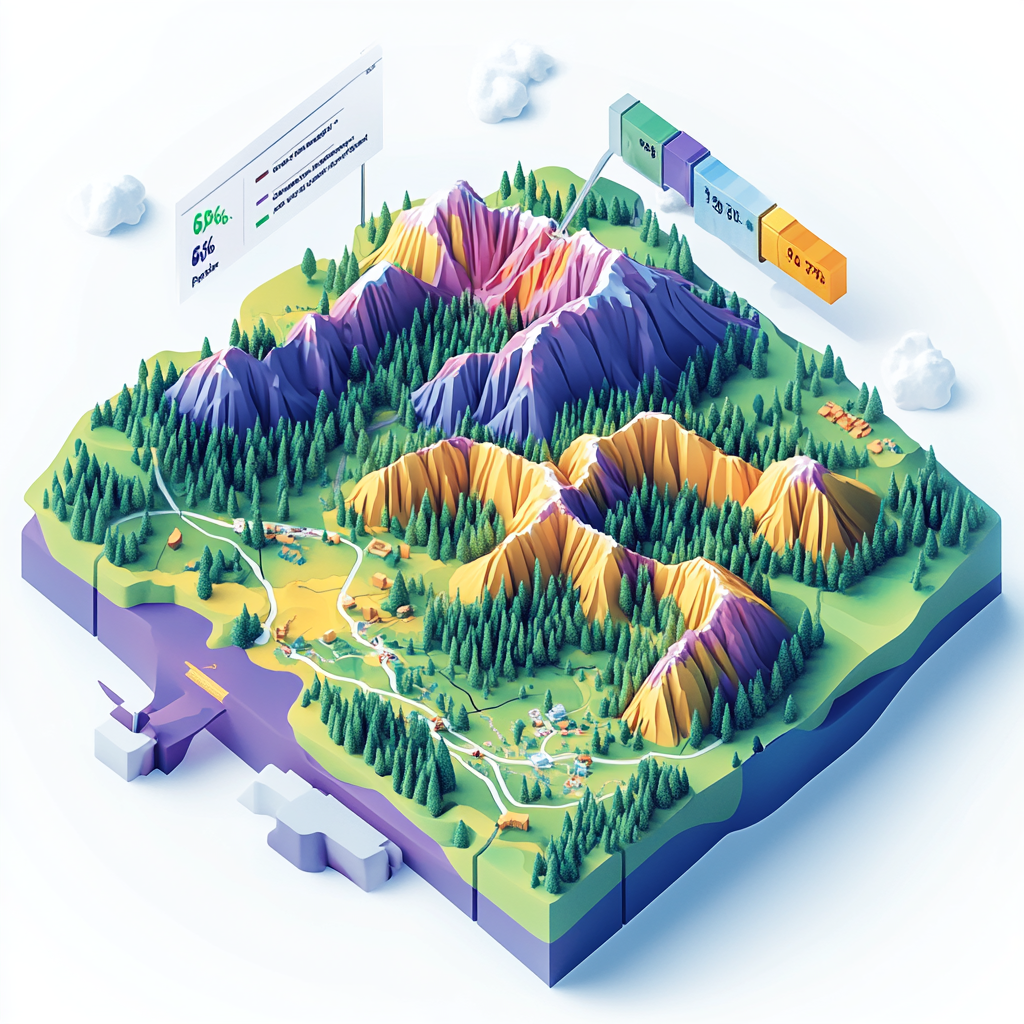 Create detailed 3D isometric map of Colorado.